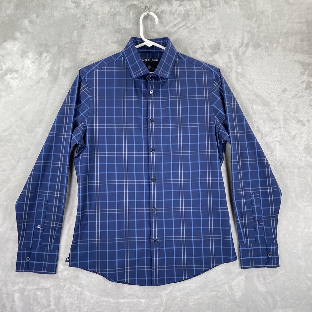 Mizzen + Main Shirt Mens Small Button Up No Tuck Trim Fit Leeward Performance